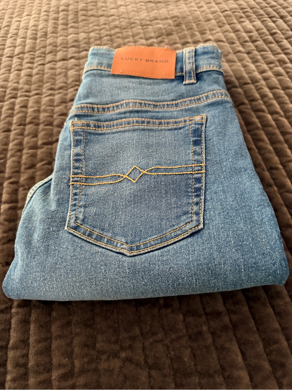 Lucky Brand Boy Medium Blue Skinny Jeans with Gold Stitching